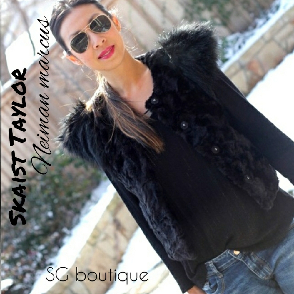 🆕⭐ Skaist Taylor Neiman Marcus black fur vest